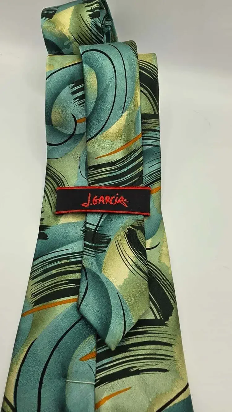 Jerry J Garcia  100% Silk Tie Duckworm Collection 46 green Necktie
